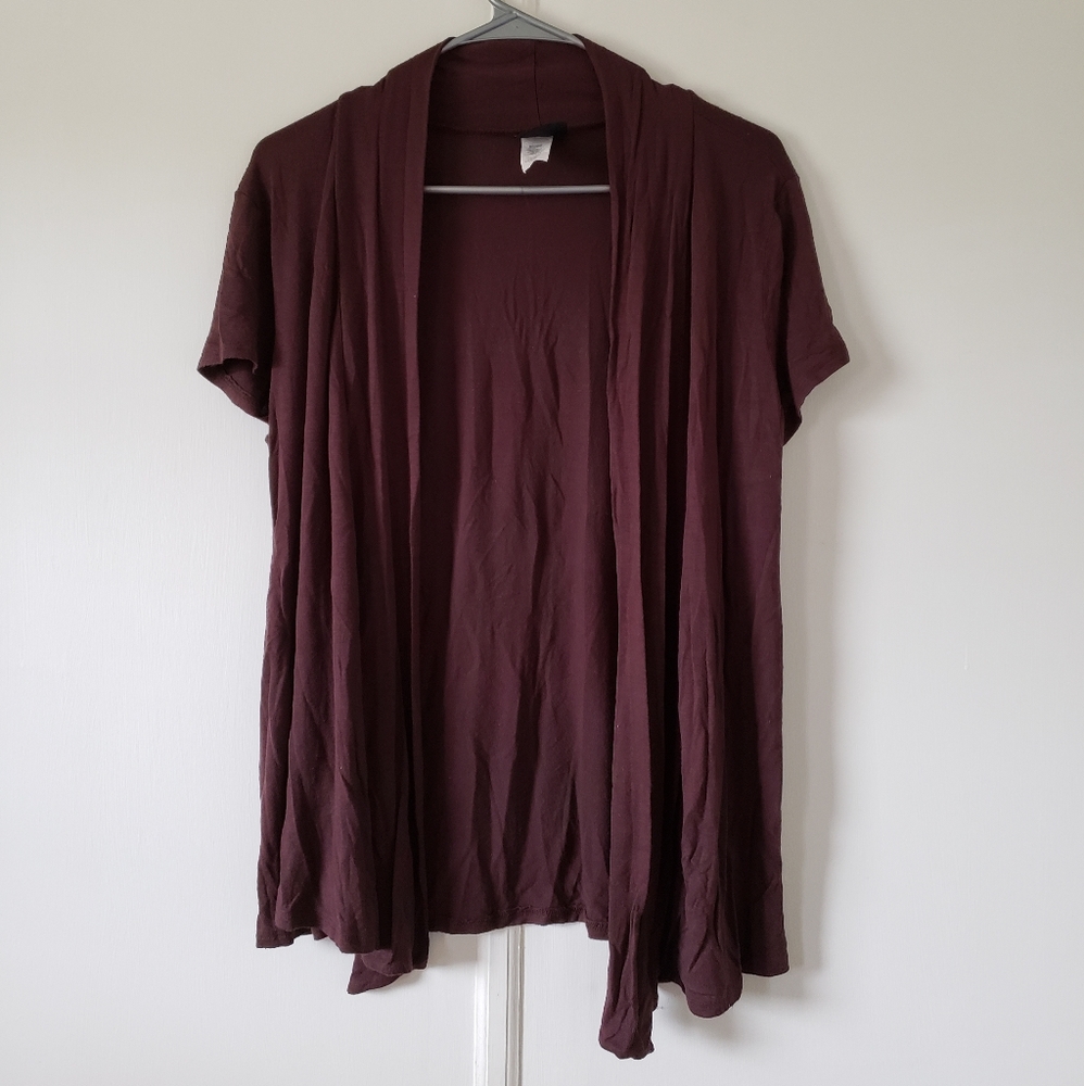 Women's Dark Brown Short Sleeved Cardigan | Large
